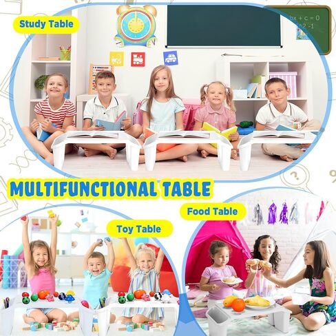 20 Pcs Kids Lap Desk Bulk Lap Table Tray Portable Activity Plastic Lap Bed Table with 3 Storage Space for Kids Students Work Study Bed School Classroom in Kuwait