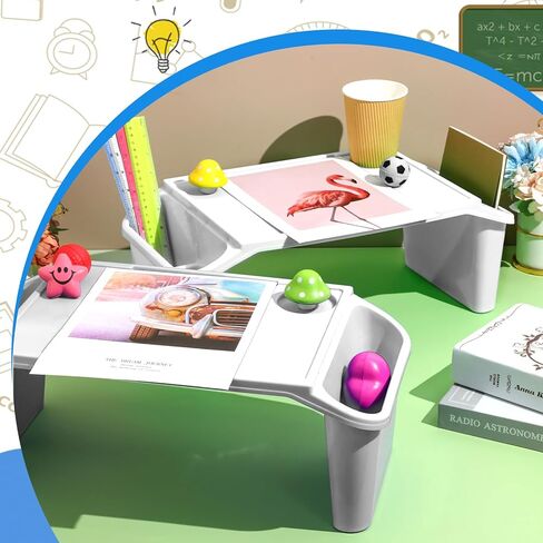 20 Pcs Kids Lap Desk Bulk Lap Table Tray Portable Activity Plastic Lap Bed Table with 3 Storage Space for Kids Students Work Study Bed School Classroom in Kuwait
