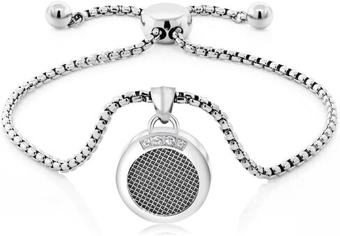 Gem Stone King Stainless Steel Remember Me Aromatherapy Adjustable Round Charm Zirconia Bracelet For Women in Saudi Arabia