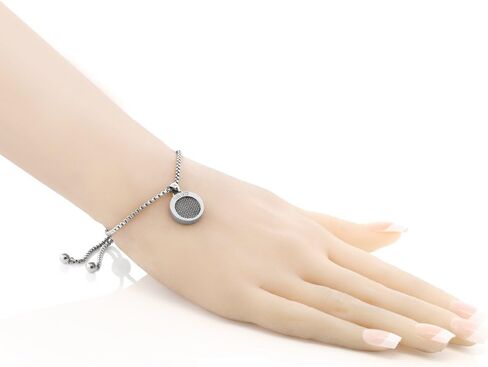 Gem Stone King Stainless Steel Remember Me Aromatherapy Adjustable Round Charm Zirconia Bracelet For Women in Saudi Arabia