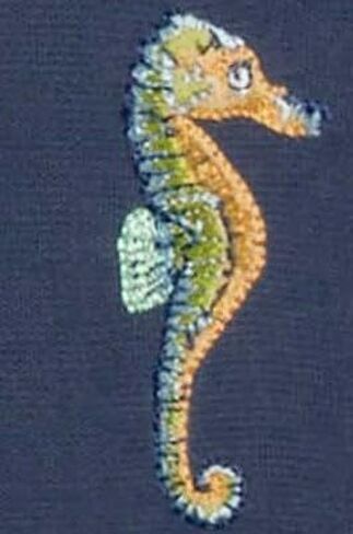 Embroidered Mens Short Sleeve Camp Shirt, 2 Colors, Sea Turtles, Sea Horses, Starfish in Kuwait