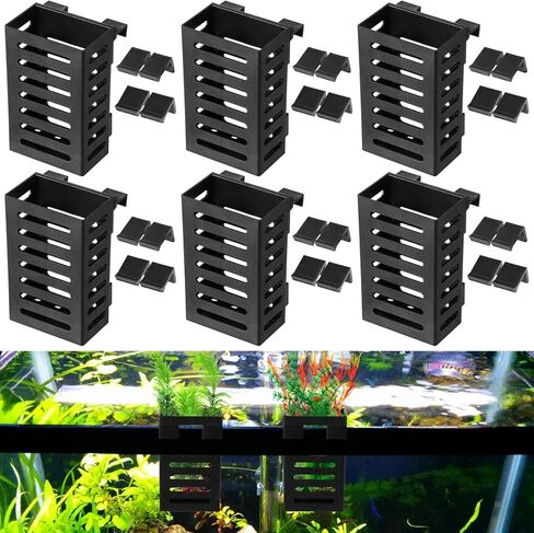 Lnrueg 8PCS Aquarium Plant Holder with Hooks, Hanging Rimmed Tank Plant Pot Aquarium Planter Cups, Upgraded Aquatic Planter Cups for Fish Tank Aquaponic Planter and Aquascape Decorations in Saudi Arabia