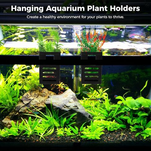 Lnrueg 8PCS Aquarium Plant Holder with Hooks, Hanging Rimmed Tank Plant Pot Aquarium Planter Cups, Upgraded Aquatic Planter Cups for Fish Tank Aquaponic Planter and Aquascape Decorations in Saudi Arabia