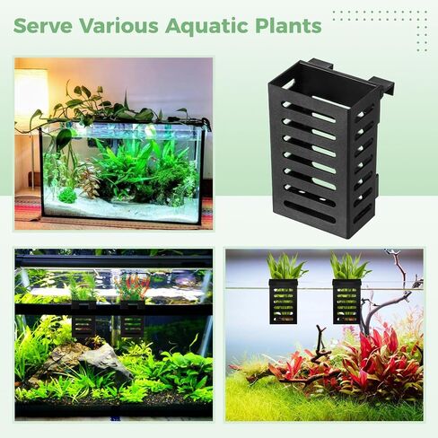 Lnrueg 8PCS Aquarium Plant Holder with Hooks, Hanging Rimmed Tank Plant Pot Aquarium Planter Cups, Upgraded Aquatic Planter Cups for Fish Tank Aquaponic Planter and Aquascape Decorations in Saudi Arabia