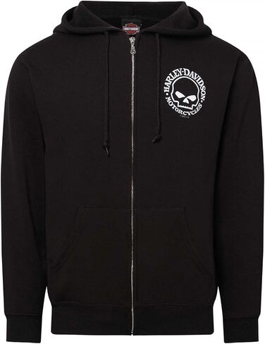 Harley-Davidson Men's Willie G Skull Logo Zip-Up Hoodie Sweatshirt, Black in Saudi Arabia