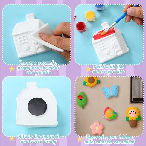 Sinmoe 12 Sets Valentine's Day Painting Kit for Kids School Unpainted DIY Ceramic Figurines Paint Your Own Figurines Classroom Valentine Paint Set Refrigerator Magnets Ceramic Painting Kit for Toddler in Kuwait