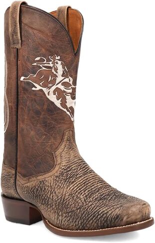 Dan Post Boots Mens Mauney Embroidered Graphic Bison Square Toe Pull On Casual Boots Mid Calf - Brown in Saudi Arabia