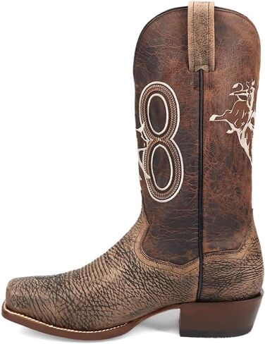 Dan Post Boots Mens Mauney Embroidered Graphic Bison Square Toe Pull On Casual Boots Mid Calf - Brown in Saudi Arabia