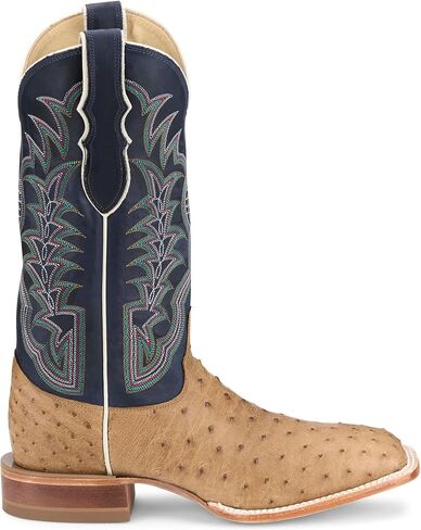 Justin Boot Company Men's Chisolm Tan Full Quill Ostrich 13in Navy Blue Cowhide Top in Saudi Arabia