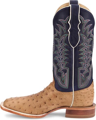 Justin Boot Company Men's Chisolm Tan Full Quill Ostrich 13in Navy Blue Cowhide Top in Saudi Arabia