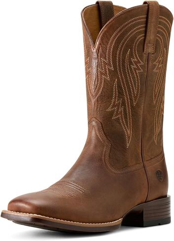 ARIAT Mens Plano Embroidered Square Toe Pull On Casual Boots Mid Calf - Brown in Saudi Arabia