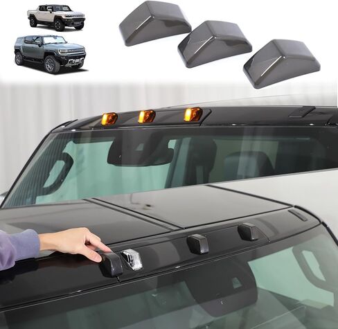 لأضواء علامة Hummer EV سقف الكابينة أعلى مصابيح الجري المتوافقة مع Hummer EV SUV Pickup 2022-2024 2025 CAB TOP STOP STOP SWORE COLLERANCE LENS (SUV/SMOKED) in Saudi Arabia