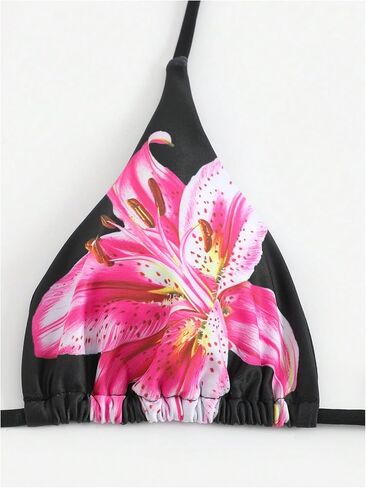 GORGLITTER Women's 3 Piece Swimsuits Floral Print Halter Triangle Tie Side Bikini Set with Cover Up Skirt in Kuwait