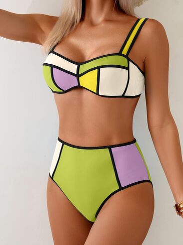 مجموعات Eomenie Bikini للنساء من قطعتين للسباحة عالية الخصر بدلات الاستحمام in Saudi Arabia