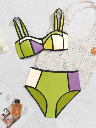 مجموعات Eomenie Bikini للنساء من قطعتين للسباحة عالية الخصر بدلات الاستحمام in Saudi Arabia