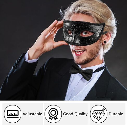 قناع تنكري للرجال مع Bowtie Venetian Mask Tie Roman Bow Tie لعيد الهالوين Mardi Gras Party in Kuwait