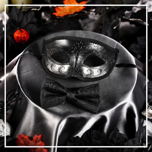قناع تنكري للرجال مع Bowtie Venetian Mask Tie Roman Bow Tie لعيد الهالوين Mardi Gras Party in Kuwait