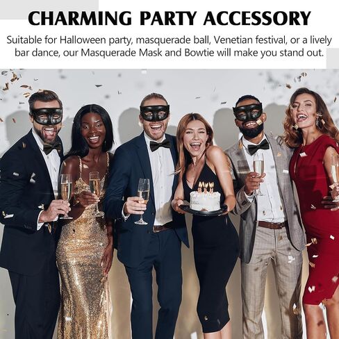 قناع تنكري للرجال مع Bowtie Venetian Mask Tie Roman Bow Tie لعيد الهالوين Mardi Gras Party in Kuwait