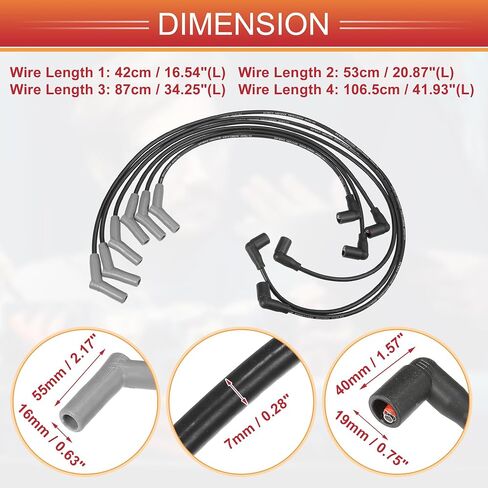 Acropix Car Spark Plug Coil Coil Coil Coil Coil Coil Harness Cable 7mm for Ford for Mustang 2001-2004 V6 3.8L 3.9L No.1u2z12259ba - Pack of 6 in Saudi Arabia