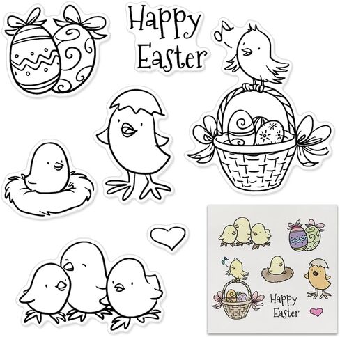 Happy Easter Eggs Bows Background Clear Stamps for Card Making and Paper Craft, Flower Background Clear Rubber Stamps for Easter Card Making Decoration and DIY Scrapbooking in Kuwait