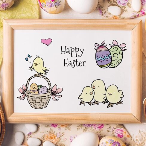 Happy Easter Eggs Bows Background Clear Stamps for Card Making and Paper Craft, Flower Background Clear Rubber Stamps for Easter Card Making Decoration and DIY Scrapbooking in Kuwait