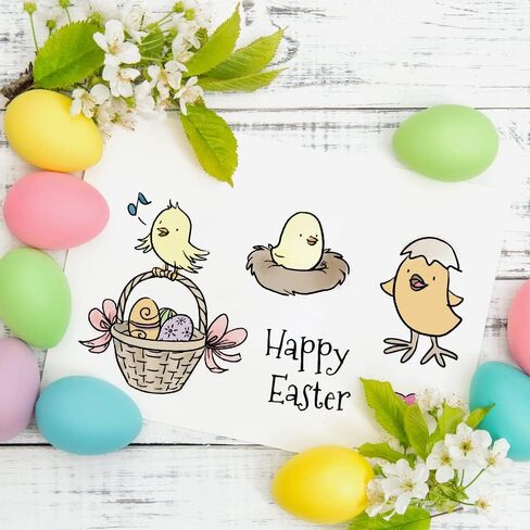 Happy Easter Eggs Bows Background Clear Stamps for Card Making and Paper Craft, Flower Background Clear Rubber Stamps for Easter Card Making Decoration and DIY Scrapbooking in Kuwait
