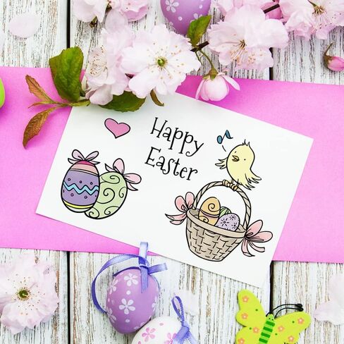 Happy Easter Eggs Bows Background Clear Stamps for Card Making and Paper Craft, Flower Background Clear Rubber Stamps for Easter Card Making Decoration and DIY Scrapbooking in Kuwait