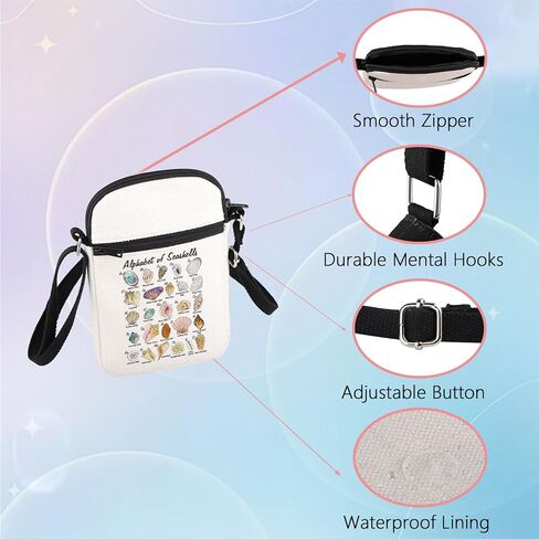WSNANG Seashell Alphabet Canvas Tote Bag Seashell Collector Gift Seashells Lover Gift Beach Lover Gift Beach Themed Bag in Saudi Arabia