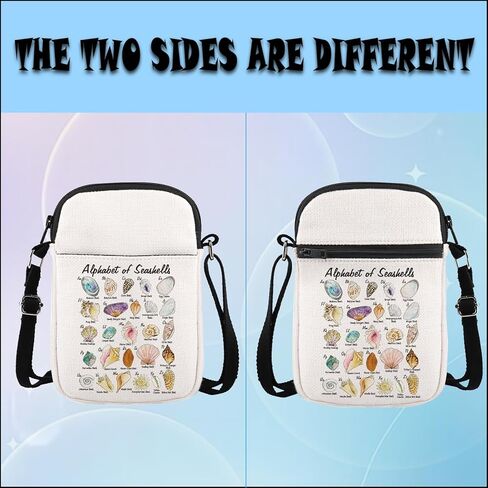 WSNANG Seashell Alphabet Canvas Tote Bag Seashell Collector Gift Seashells Lover Gift Beach Lover Gift Beach Themed Bag in Saudi Arabia