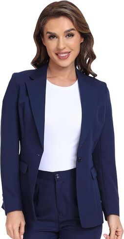 Women's Long Sleeve Blazers Open Front One Button Notch Lapel Business Office Jacket Coats Casual Outfits for Work in Kuwait