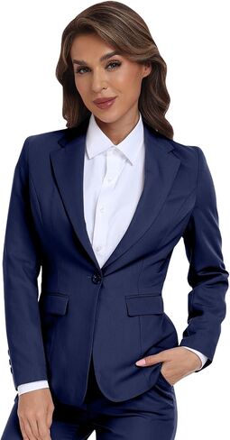 Women's Long Sleeve Blazers Open Front One Button Notch Lapel Business Office Jacket Coats Casual Outfits for Work in Kuwait