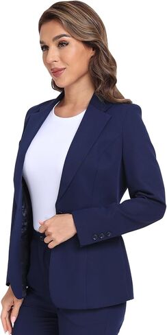 Women's Long Sleeve Blazers Open Front One Button Notch Lapel Business Office Jacket Coats Casual Outfits for Work in Kuwait
