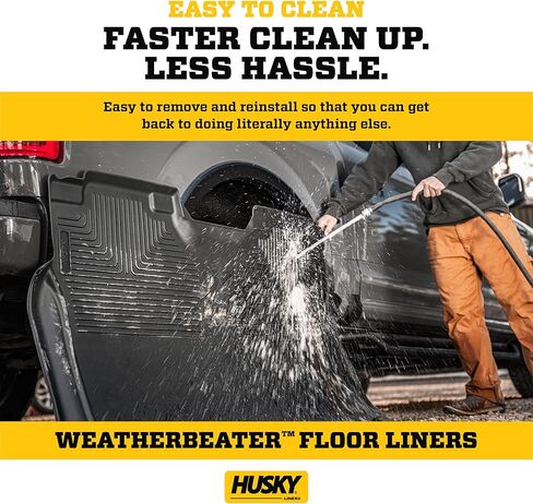 Husky Liners Weatherbeater Floor Mats | Fits 2024-2025 Toyota Tacoma, Crew Cab & Double Cab | Front & 2nd Row, 3-pc Black - 94271 in Kuwait