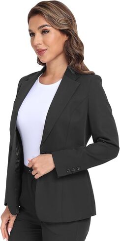 Women's Long Sleeve Blazers Open Front One Button Notch Lapel Business Office Jacket Coats Casual Outfits for Work in Kuwait
