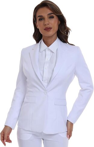 Women's Long Sleeve Blazers Open Front One Button Notch Lapel Business Office Jacket Coats Casual Outfits for Work in Kuwait