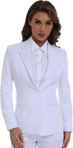 Women's Long Sleeve Blazers Open Front One Button Notch Lapel Business Office Jacket Coats Casual Outfits for Work in Kuwait