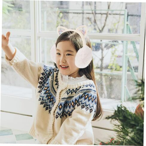 Plush Earmuff Winter Cat Ear Headband for Boys and Girls Warm Ear Fleece Lined Adorable Design for Cold Weather Foldable for Easy Storage in Saudi Arabia