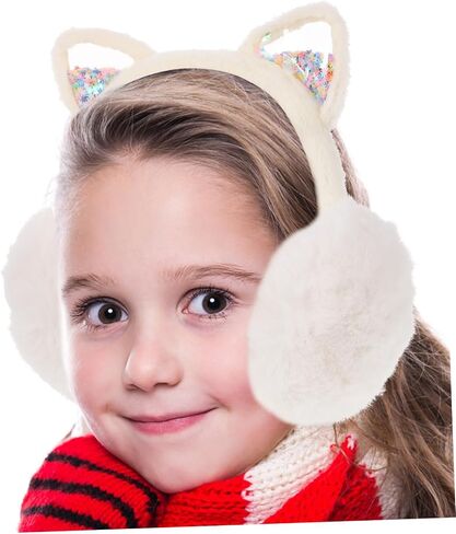 Plush Earmuff Winter Cat Ear Headband for Boys and Girls Warm Ear Fleece Lined Adorable Design for Cold Weather Foldable for Easy Storage in Saudi Arabia