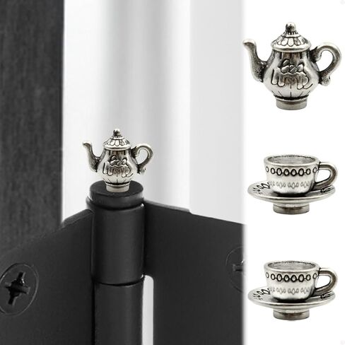 Hinge Head Tea Cup Set of 3 - Door Hinge Heads Decorative Topper Miniature - Cottagecore Magnetic Hinge Head Home Decoration - Whimsical Home Decor (Antique Bronze) in Kuwait