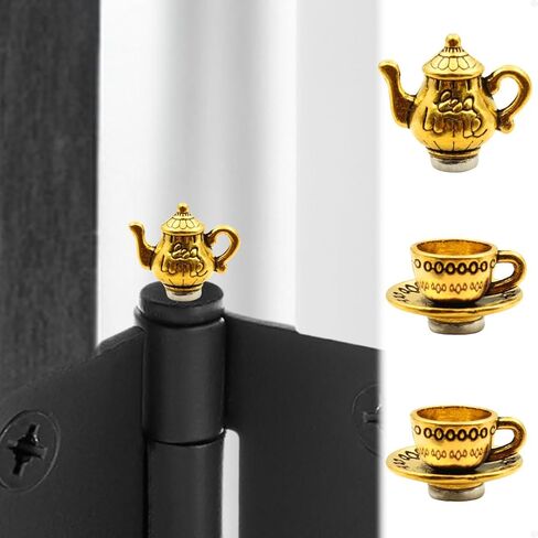 Hinge Head Tea Cup Set of 3 - Door Hinge Heads Decorative Topper Miniature - Cottagecore Magnetic Hinge Head Home Decoration - Whimsical Home Decor (Antique Bronze) in Kuwait