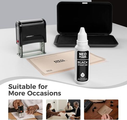 Premium Stamp Ink, Quick-Drying & AP-Certified Non-Toxic Refill Ink for Self-Inking Stamps, Date Stamps and Stamp Pads (Black, 2oz) in Kuwait