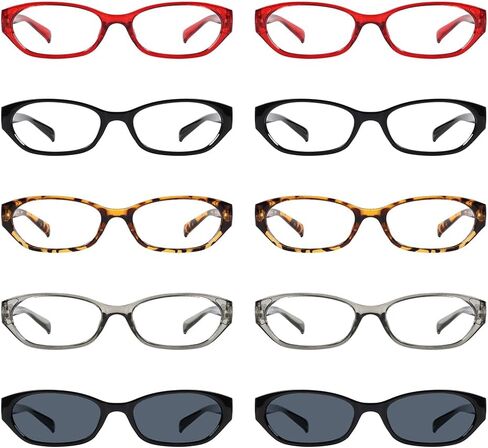 Eyekepper 10 Pack Reading Glasses Spring Hinges Wood-Grain Printed Arms Include 2 Reading Sunglasses +1.75 in Kuwait