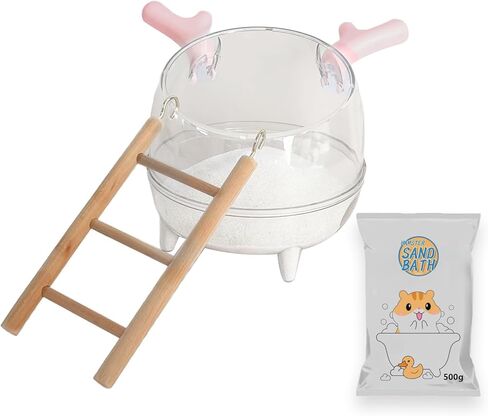 حاوية حمام رملية من Meow&Woof Hamster، صندوق رمل كبير للمرحاض Gerbil Batheom، صندوق حمام رملي صغير لحوض الاستحمام من غبار شينشيلا لملحقات قفص الهامستر 4.7 × 4.3 بوصة in Kuwait