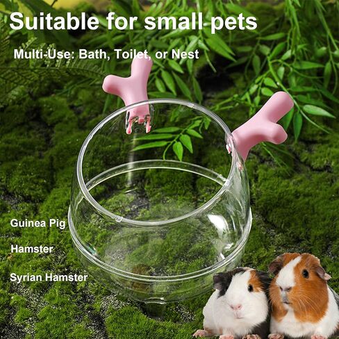 حاوية حمام رملية من Meow&Woof Hamster، صندوق رمل كبير للمرحاض Gerbil Batheom، صندوق حمام رملي صغير لحوض الاستحمام من غبار شينشيلا لملحقات قفص الهامستر 4.7 × 4.3 بوصة in Kuwait