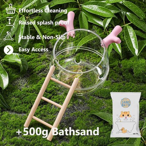 حاوية حمام رملية من Meow&Woof Hamster، صندوق رمل كبير للمرحاض Gerbil Batheom، صندوق حمام رملي صغير لحوض الاستحمام من غبار شينشيلا لملحقات قفص الهامستر 4.7 × 4.3 بوصة in Kuwait