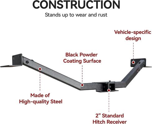 Trailer Hitch Black Steel Compatible with 2011 2012 2013 Kia Sorento and 2010 2011 2012 Select Hyundai Santa Fe w/2" Hitch Receiver in Saudi Arabia
