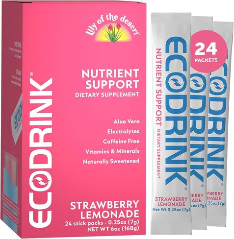 EcoDrink Multivitamin Energy Powder Drink Mix - Electrolytes Antioxidants Nutrients - Sugar and Caffeine Free - Peach Mango Flavor Powder, 30 Packets in Saudi Arabia