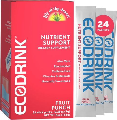 EcoDrink Multivitamin Energy Powder Drink Mix - Electrolytes Antioxidants Nutrients - Sugar and Caffeine Free - Peach Mango Flavor Powder, 30 Packets in Saudi Arabia