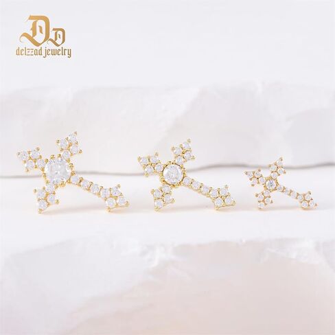 Moissanite Cross Earrings for Men Women, 925 Sterling Silver Cross Stud Eearrings D Color VVSI Moissanite Stud Earrings Crucifix Jewelry in Saudi Arabia