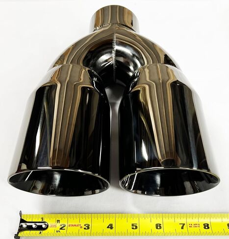Exhaust Tip 2.50" Inlet Dual 4.00 X 12.00 Long WDDWRP40012-250-BC-SS Round Double Wall Black Chrome 304 Stainless Wesdon Exhaust Tip in Saudi Arabia